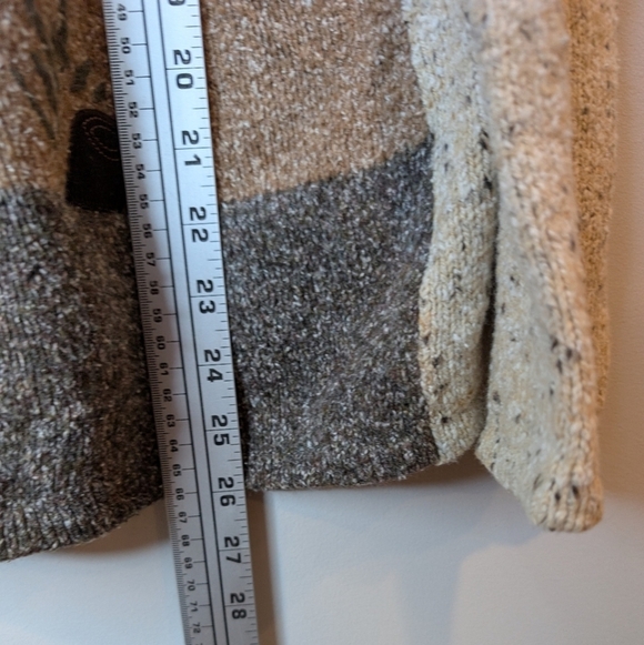 Tan Jay Brown & Oatmeal Knit Embroidered Zip Up Collared Sweater Women Large - Picture 9 of 10